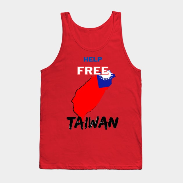 Help Free taiwan - Map of Taiwan in red, blue and white Tank Top by Trippy Critters